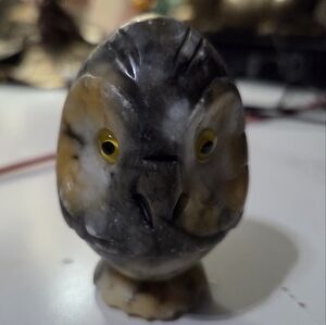 Marble Owl FigurineVintage Alabaster Stone Hand Carved Owl Figurine Paperweight